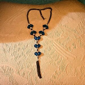 BEAUTIFUL ANTHROPOLOGIE NECKLACE WITH SUBSTANTIAL CUT GLASS WITH BRASS CLOSURE